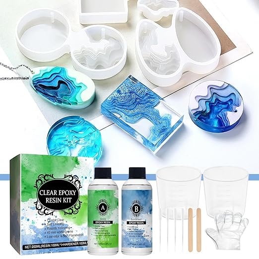 Epoxy Resin Kits 2X3oz,Clear Epoxy Resin - Anti-Yellowing Self-Leveling Hardener High-Gloss for Repair Jewelry Craft Art