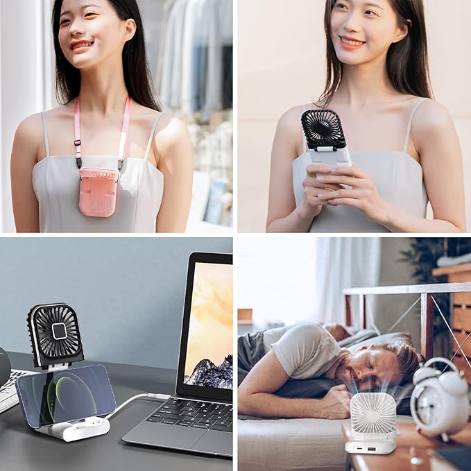 FADACHY Mini Handheld Fan - USB Rechargeable 3000mAh Battery Operated, Personal Fan for Outdoor, Indoor, Travel, Camping, Office