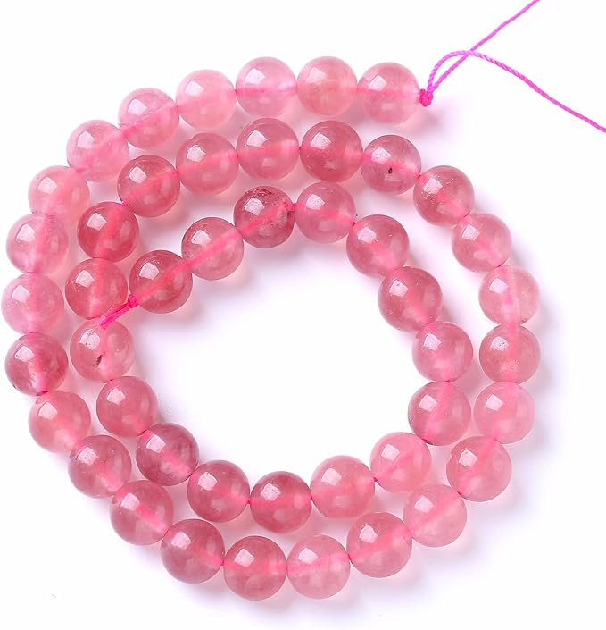 6MM 60PCS Natural Strawberry Quartz Crystal Jade Spacer Loose Beads for Jewelry Making DIY Bracelet Necklace