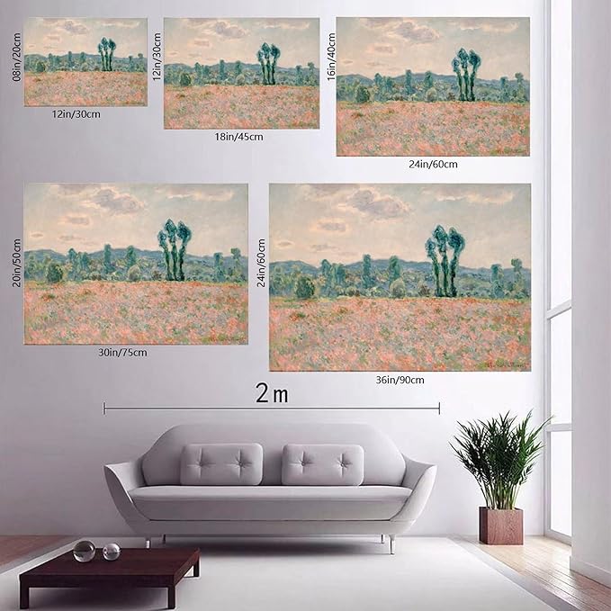CFIOZYOS 40+ Monet Famous Print Posters Poppy Field by Claude Monet Impressionism Art Wall Decoration Poster Family Bar Restaurant Garage Cafe Art Print Gift Unframe 12×18inch(30×45cm)