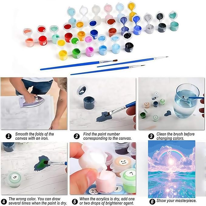 CSZPPQAF Paint by Numbers Kit for Adults Beginner, Rainbow Landscape Paint by Number Kits on Canvas, DIY Easy Acrylic Watercolor Oil Painting by Numbers for Home Wall Decor 16X20inch