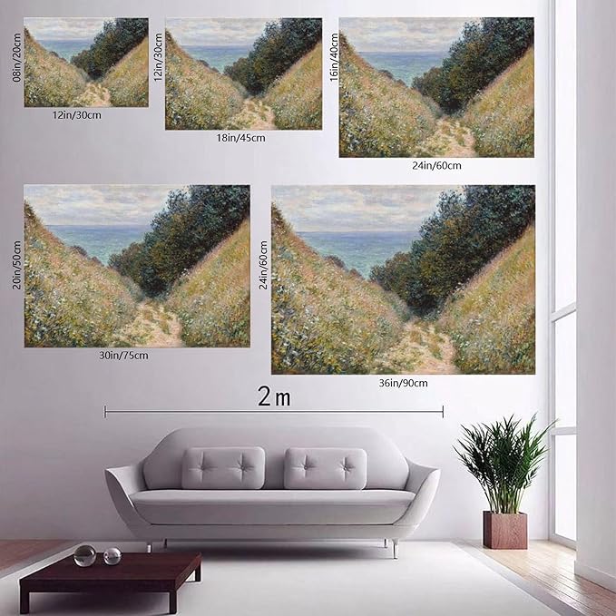 40+ Monet Famous Print Posters Road at La Cavée, Pourville by Claude Monet Impressionism Canvas Art Poster And Wall Art Picture Print Modern Family Bedroom Decor Posters Frame 16×24inch(40×60cm)