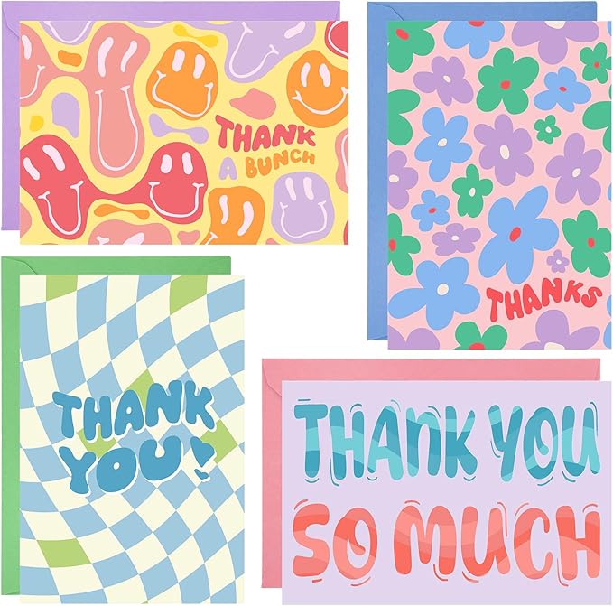36 Pack Thank You Cards with Envelopes, 4x6 Inch Thank You Cards with Envelopes & Stickers, Cute Greeting Card for Birthday, Wedding, Baby Shower, Bridal Shower, Thanksgiving, Christmas