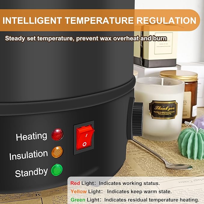 Leerie 20Lbs Commercial Wax Melter for Candle Making, L10 Extra Large Electric Wax Melting Pot Kit for Candle Making Business with Heating Core Brass Spout & Temp Control & Heat Resistant Handle
