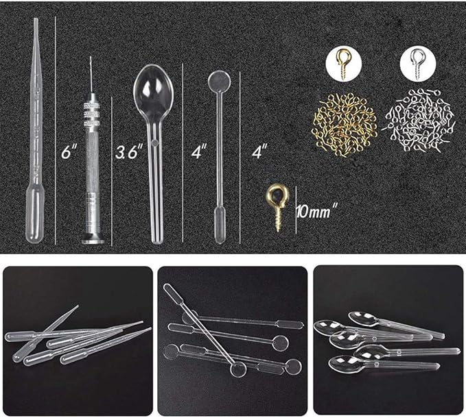 EuTengHao 132Pcs Animal Silicone Molds DIY Resin Casting Kit Contains 4 Bears 3D Bear Rabbit Cat Paw Mold Necklace Pendant Time Gem Eiffel Tower Jewelry Crystal