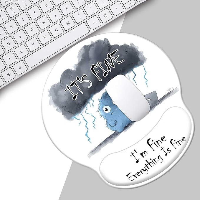 Cute Ergonomic Mouse Pad with Wrist Rest, Gaming Mouse Pad with Wrist Support, Funny Mouse Pads for Desk, Computer Mousepad with Non-Slip Pain Relief PU Base, Cute Office Desk Accessories