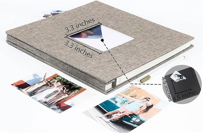 Photo Album Self Adhesive Pages for 4x6 5x7 8x10 Pictures Magnetic Scrapbook Photo Albums with Sticky Pages Books with A Metallic Pen for Baby Wedding Family 11x10.6 Yellow 40 Pages