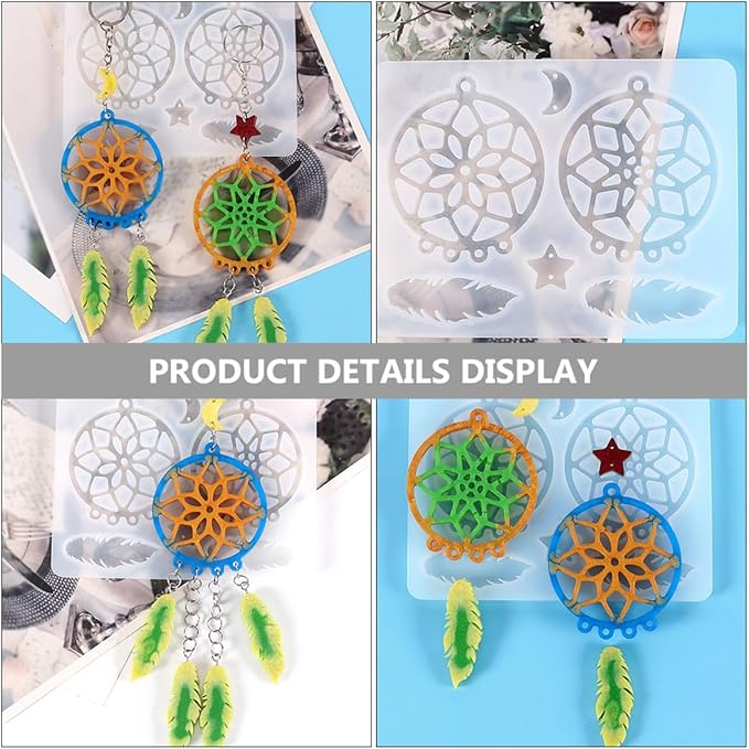SHERCHPRY 66pcs Dream Catcher Resin Mold Silicone Kit for DIY Epoxy Keychain Casting, Craft Jewelry Making Supplies for Beginners and Hobbyists