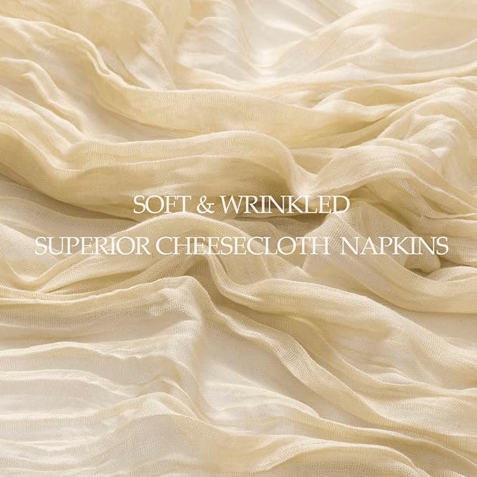 20 Pack Champagne Cheesecloth Napkins Spring Cloth Napkins Set of 20 Champagne Dinner Napkins Bulk 21x21 Inches for Wedding Bridal Shower Baby Shower Valentine's Day