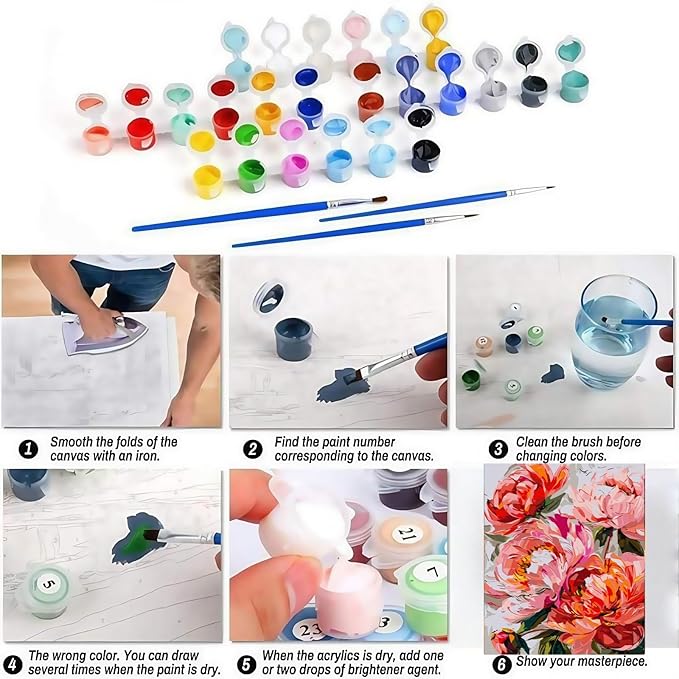 BYGFHLYW Paint by Numbers Kit for Adults Beginners,Flower Adult Paint by Number Kits On Canvas, DIY Acrylic Oil Painting Kits for Beginners, Color by Number Adult for Home Wall Decor 16x20Inch