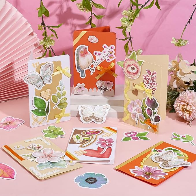 FREEBLOSS 15 Set Autumn Card Making Kit Garden Theme DIY Handmade Greeting Card Kit with Flower Stickers Envelopes Perfect for Creative Gift Cards for Birthday Wedding Congratulation