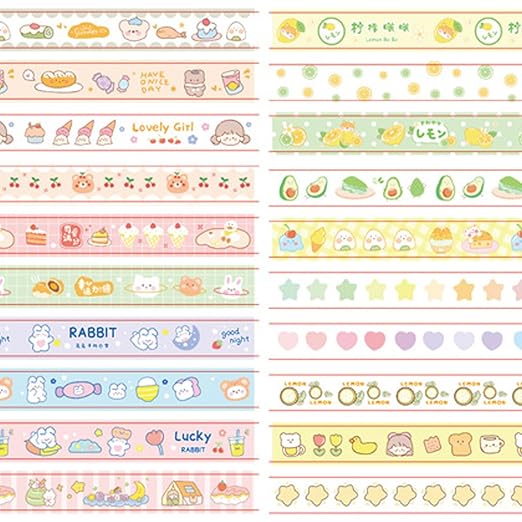 20 Rolls Cute Washi Tape Set Paper Tape Stickers Decorative Washi Tapes for DIY Crafts Handbook Materials Scrapbooking Projects