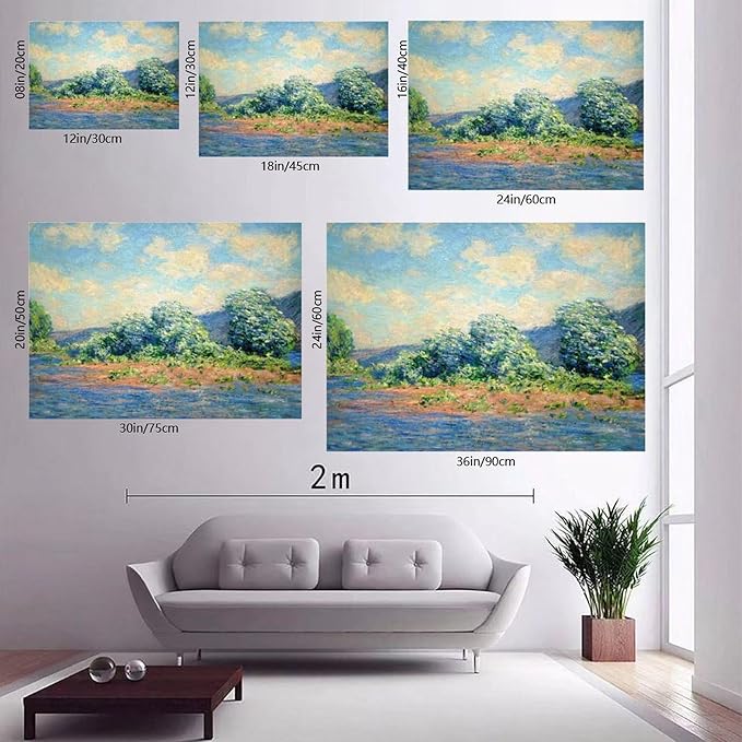 CFIOZYOS 40+ Monet Famous Print Posters The Seine at Port-Villez by Claude Monet Impressionism Canvas Poster Bedroom Decor Print Sports Landscape Office Room Decor Gift Frame 12×18inch(30×45cm)
