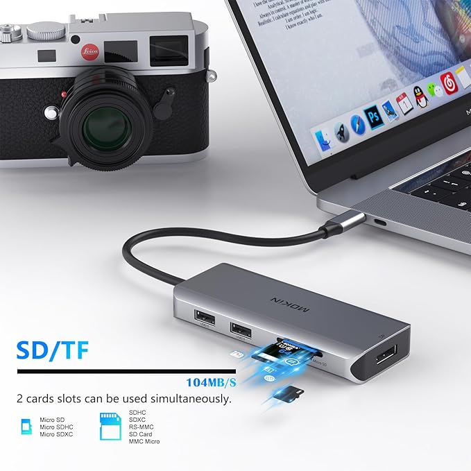 Docking Station, USB C Adapter, 9 in 1 Triple Display Multiport Dongle with 2 HDMI 4K, DisplayPort, 3 USB, 100W PD, SD/TF Card Reader for MacBook Pro Air Type C Laptops