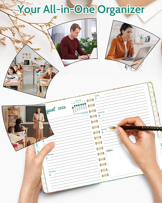 2026 Weekly and Monthly Planner - 2026 Hardcover Calendar Planner, Jan. 2026 - Dec. 2026, Daily Agenda Book with Tabs, Twin-Wire Binding, Back Pocket, School Teacher Student Supplies, A5(6.3" x 8.5") (Bird)