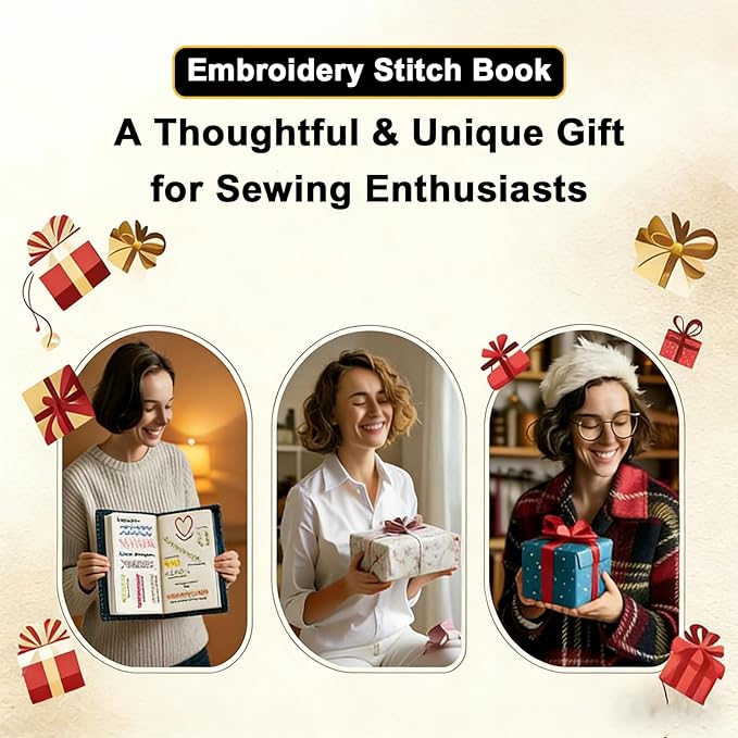 Funcupri 2026 New Embroidery Stitch Book Kit,Beginner Embroidery Kit for Adults, Hand Embroidery Kit for Sew Enthusiast