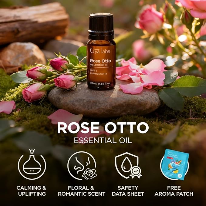 Gya Labs Rose Otto Essential Oil - 0.34 Fl Oz - for Hair, Skin, Diffuser, Aromatherapy & DIY Candle Making Scent