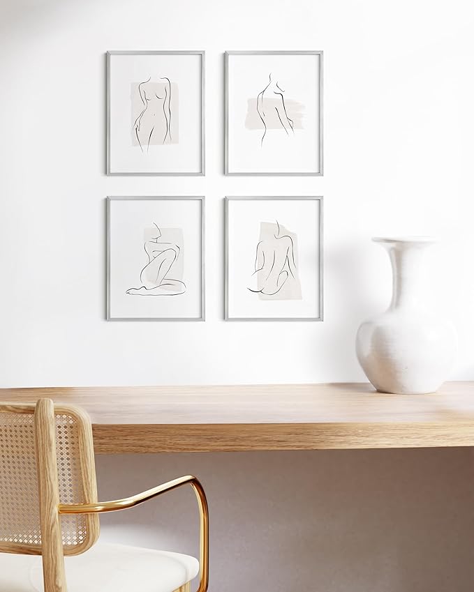 HAUS AND HUES 8.5x11 Silver Metal Picture Frames - Features Premium Aluminum, Vertical & Horizontal Hang, Shatterproof Plexiglass - Perfect for Home, Room, Office (8.5x11 in, Silver, Set of 4)