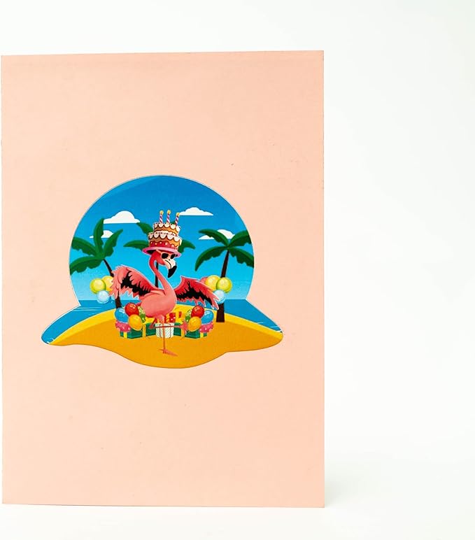 Flamingo Pop-Up Card – 6" x 8" Happy Birthday for Her, Him, Women and Men - Greeting Cards for Sister Friend Aunt Mom Daughter Wife - All Occasion