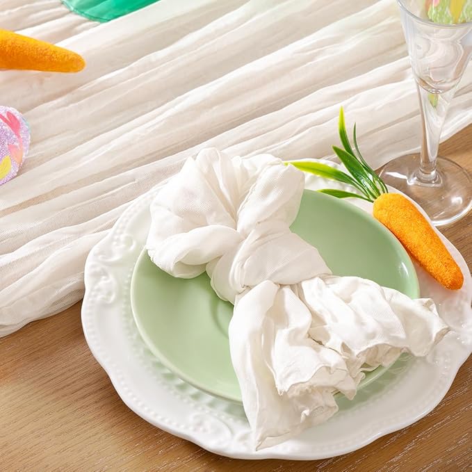 30 Pack Ivory White Cheesecloth Napkins Christmas White Cloth Napkins Set of 30 Holiday Dinner Napkins Bulk 21x21 Inches for Wedding Bridal Shower Baby Shower Xmas Parties