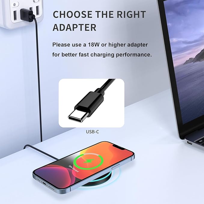 for MagSafe Charger with LED Ambient Light, 15W Magnetic Wireless Fast Charging Pad Magnet Quick Charger for iPhone 17 16 15 14 13 12 Air Pro Max Plus mini/AirPods 2 3 Pro, USB-C/A Ports, Black