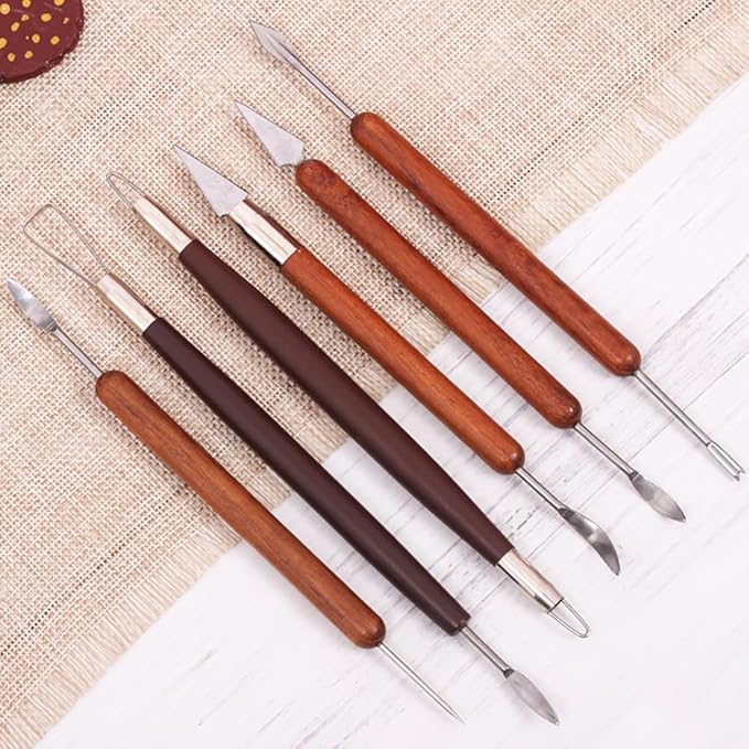 Clay Tools Sculpting for Polymer Air Dry Modeling Clay Beginners & Professionals Ideal for DIY Pottery & Ceramics Tools Double-Sided Polymer Carving Tools Kit 6pcs