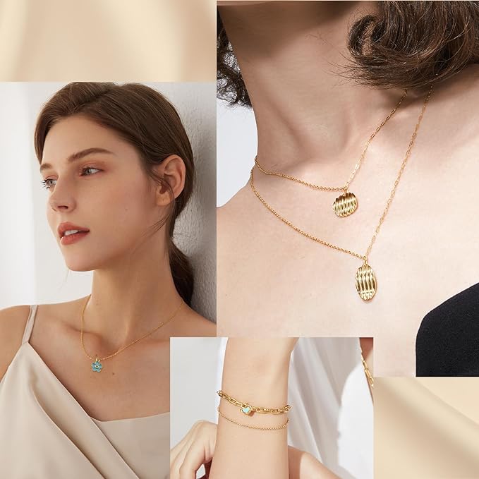 14K Gold Necklace Chain Kit for Jewelry Making, 20 Feet DIY Bracelet Chains with Jump Rings, Lobster Clasps, Connectors, Jewelry Pliers, 30 Colorful Graphic Charms & 36 Letter Pendants