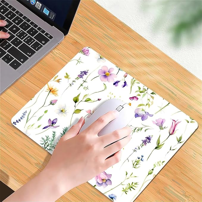 Square Mouse Pad Beautiful Flowers Plants 5, Personalized Premium-Textured Custom Mouse Mat Design, Washable Mousepad Cloth, Non-Slip Rubber Base Computer Mouse Pads for Wireless Mouse