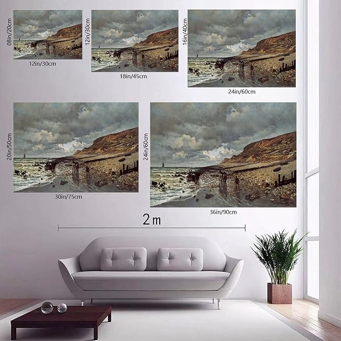 40+ Monet Famous Print Posters The Headland of The Heve at Low Tide by Claude Monet Impressionism Poster Print for Room Aesthetics Canvas Wall Art Print Frame 16×24inch(40×60cm)