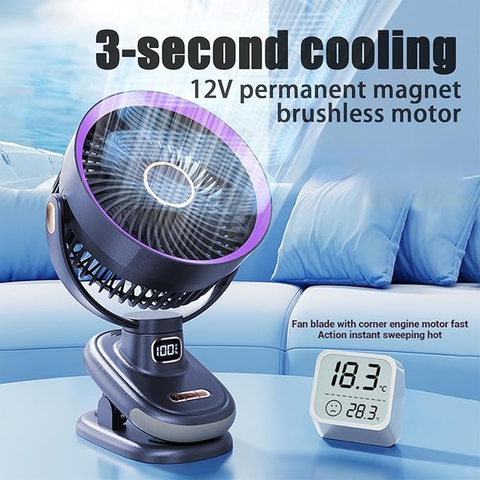 Auto Rotating Oscillating Fan for Bedroom,Portable USB Rechargeable Desk Fans Small Quiet, 5 Speed Mini Table Fan for Office,Clip on Fan for Bed,Cooling Fans for rooms,Vintage Fans for living room