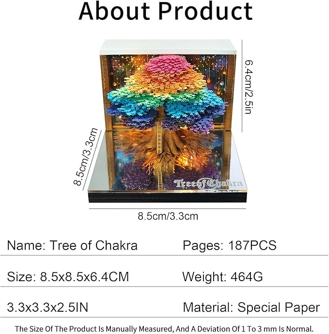 Time Piece Calendar 2026,3D Tree Tear-Away Memo Pad Creative Desk Calendars,3D Notepad Paper Carving Art Sticky Notes,3D Calendar 2026 Suitable for Room and Office Desktop Decoration