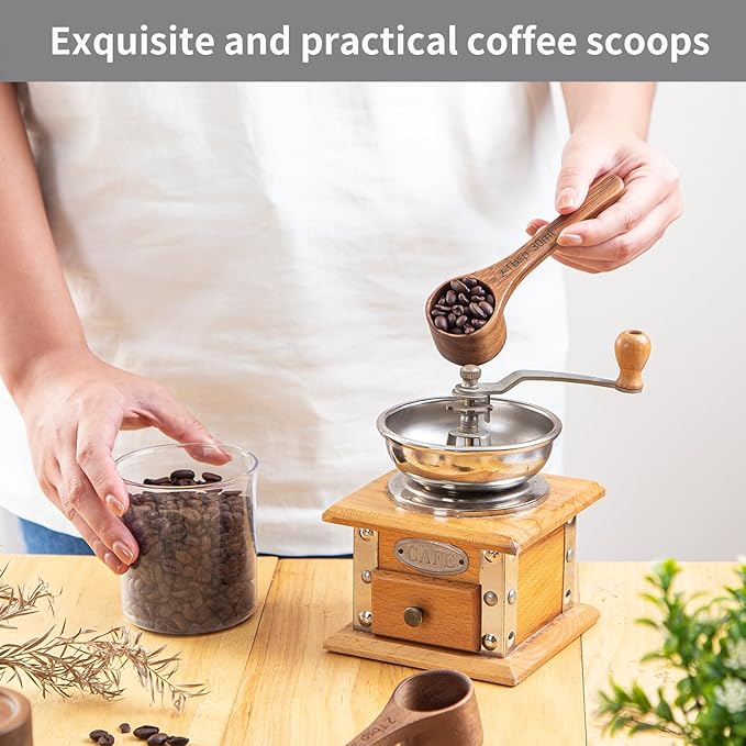 4PCS Wooden Scoops Acacia Wood Scoop For Jars Small Scoop For Coffee Measuring Spoons Wooden Scoops For Containers Daily Powder Salt Bath Soap Scooper(30ml)