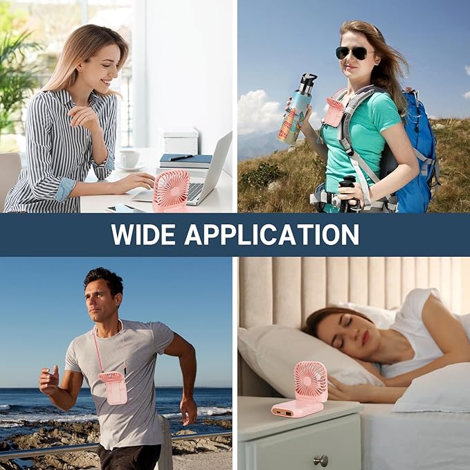 FADACHY Portable Handheld Fan Outdoor Power Bank Mini Fan 3000mAh USB Phone Holder, Handheld Pink Lovely Rechargeable