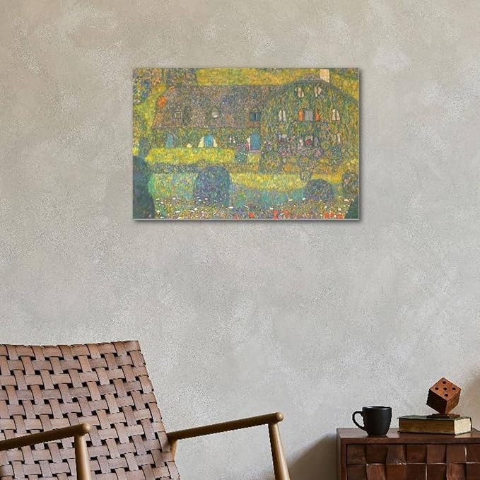ART.COM Stretched Canvas Print House in Attersee by Gustav Klimt, 36" x 24"