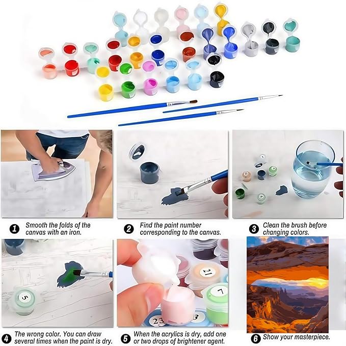 Paint by Numbers Kit for Adults, Desert Canyon Landscape Adult Paint by Number Kits On Canvas, DIY Acrylic Oil Number Painting Kits for Beginners, Color by Number Adult for Home Wall Decor 16x20Inch