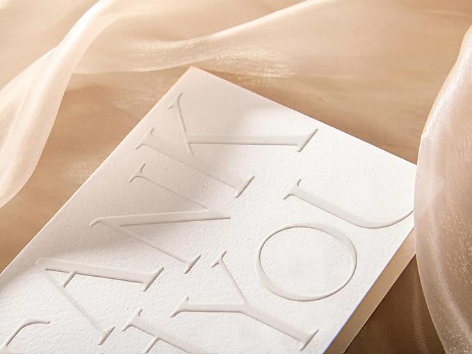 20 Pack Thank You Cards with Envelopes, 4.25×5.5 Inch Textured Thank You Notes, Embossed Letter Thank You Cards with V-Shape Gold Foil Envelopes, Blank Inside for Wedding Baby Shower Business
