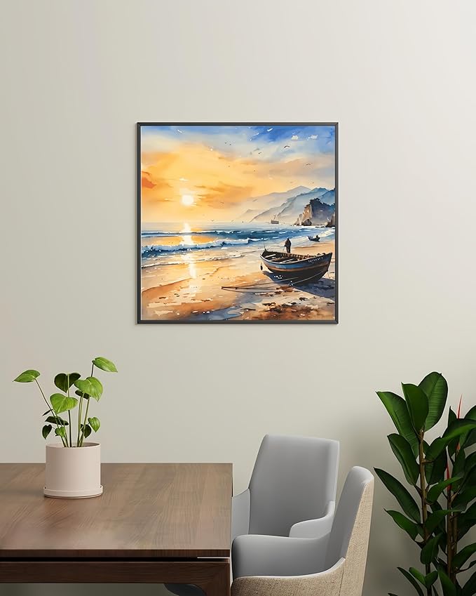 Painting by Numbers Kit for Adults Beginner,Sunset Seascape Color by Numbers for Adults,Boat Adult Paint by Number Kits on Canvas,Paint by Numbers Easy Oil Painting for Home Wall Decor 15.7X19.7 Inch
