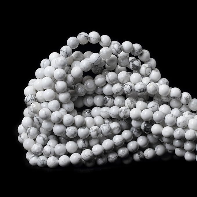 6mm 60PCS Natural White Howlite Gemstone Round Loose Stone Beads for Jewelry Making DIY Crafts Design 1 Strand 15"