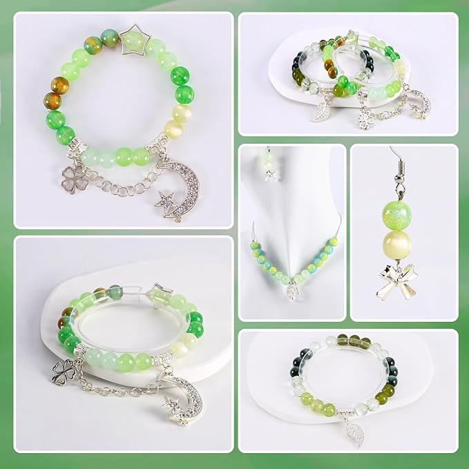Glass Beads for Jewelry Making, 18 Colors Glass Beads for Bracelets Making kit Including 2-8mm Bead spacers/Lava Beads/Stone Rock DIY Jewelry Making Supplies for Adults, Bracelets Earring Making kit