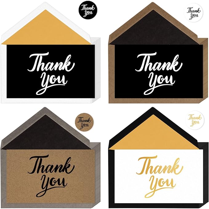 600 PCS Thank You Cards with Envelopes & Matching Stickers, Thank You Notes Bulk 4x6 Inch Minimalistic Design for Business, Baby Shower, Wedding, Small Business, Graduation, Bridal Shower, Funeral,Mixed