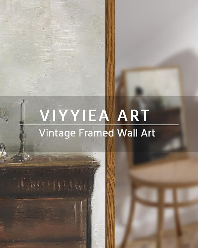 VIYYIEA Portrait Large Framed Wall Art, Woman Standing Reading Vintage Art Decor Room Aesthetic, 16X24 Inch Canvas Print Artwork, Farmhouse Painting Wall Decor for Bedroom Bathroom Office