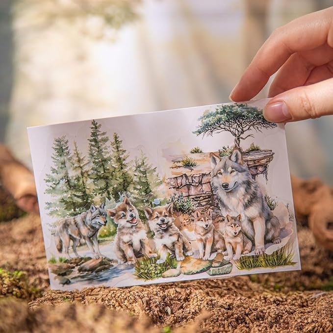 Scrapbook Stickers for Animal, 90Pcs Beast Nature Stickers with Tigers, Lions, Elephants for Scrapbooking, Junk Journal Supplies, Planner, Crafting (Forest Beast)