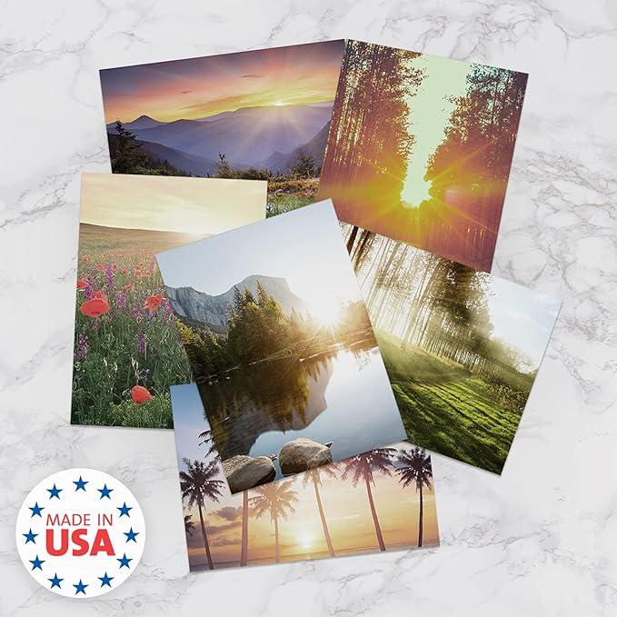 Canopy Street Beautiful Sunrise Greeting Note Card Pack / 24 Nature Greeting Cards With White Envelopes / 6 Lovely Outdoor Sunset Scenery Designs / 4 5/8" x 6 1/4" All Occasion Sympathy Cards
