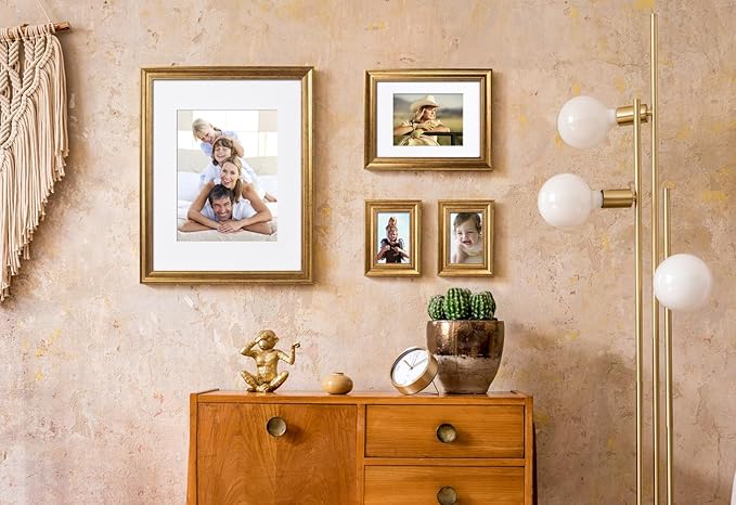 Yaetm 16x20 Picture Frame Matted to 11x14 Set of 2, 1.4” Wide Molding & Rustic Gold Poster Frames 16 x 20 for Wall Gallery, Home and Office, Wall Mount (2 pack, Gold)