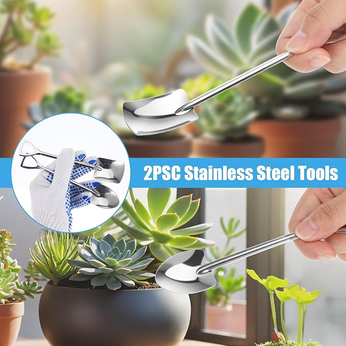 12 Pcs Succulent Tools Mini Transplanting Garden Tool Set Succulent Care kit Plant Accessories for Indoor Gardening Flower Potting Cactus Houseplant Bonsai Care