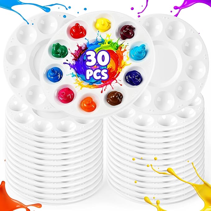 30PCS Paint Tray Palettes, Plastic Paint Pallets for Kids, Watercolor Palette Painting Tray for Art Painting