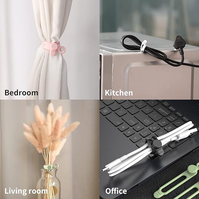 Silicone Cable Straps,10PCS 7.1"Cord Ties, Reusable Cable Ties,Travel Cord Organizer,Wire Organizer Ties for Kitchen,Home,School,Bundle Storage for Cables Etc(5 Colors)