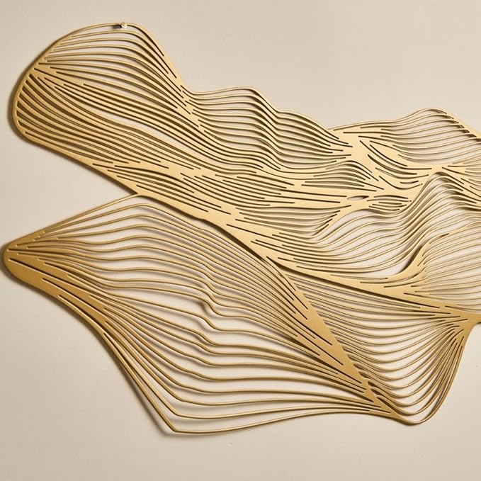 NEODECO Sand dune metal wall art , Minimalist living room decor , desert nature decor , abstract line art , bedroom decor home decoration , housewarming gift , large wall art , office decoration (Silver, Large)