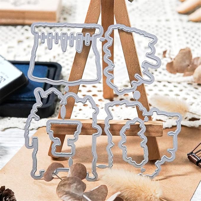 Kitchen Utensils Pots Stamps and Cutting Dies for Card Making DIY Transparent Silicone Clear Stamp and Metal Die Cuts Sets for Scrapbooking Paper Greeting Cards Decor Seals Craft Supplies