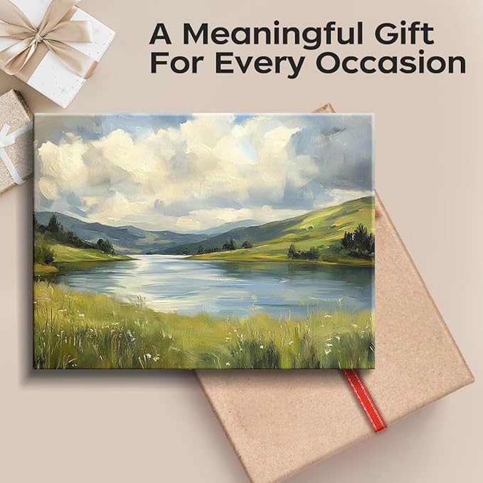 Nature Poster Lake Landscape Wall Art – 15x12 Inch Unframed Laminated Paper Print, Scenic Green Valley & Water View Artwork for Living Room, Bedroom, or Office – Hanging & Table Display